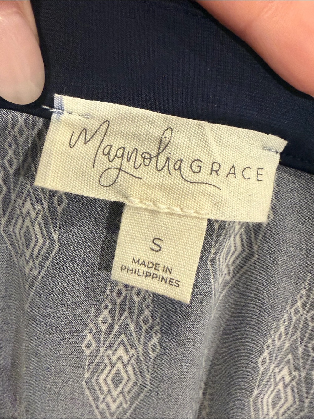 Magnolia Grace Navy Boho Print Embroidered Shift Dress Size S - Picture 5 of 6
